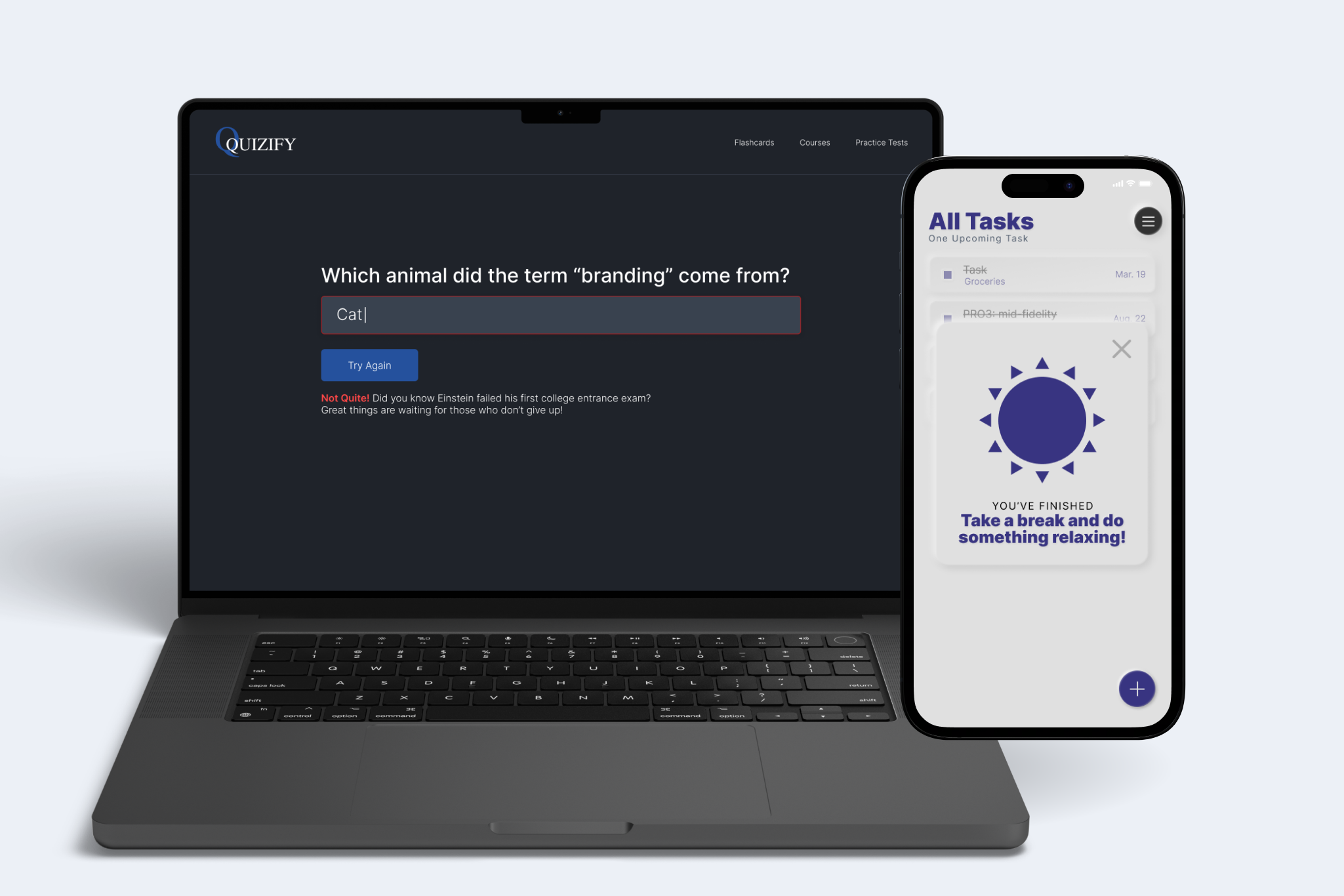 Flashcard website and to-do list app mockups