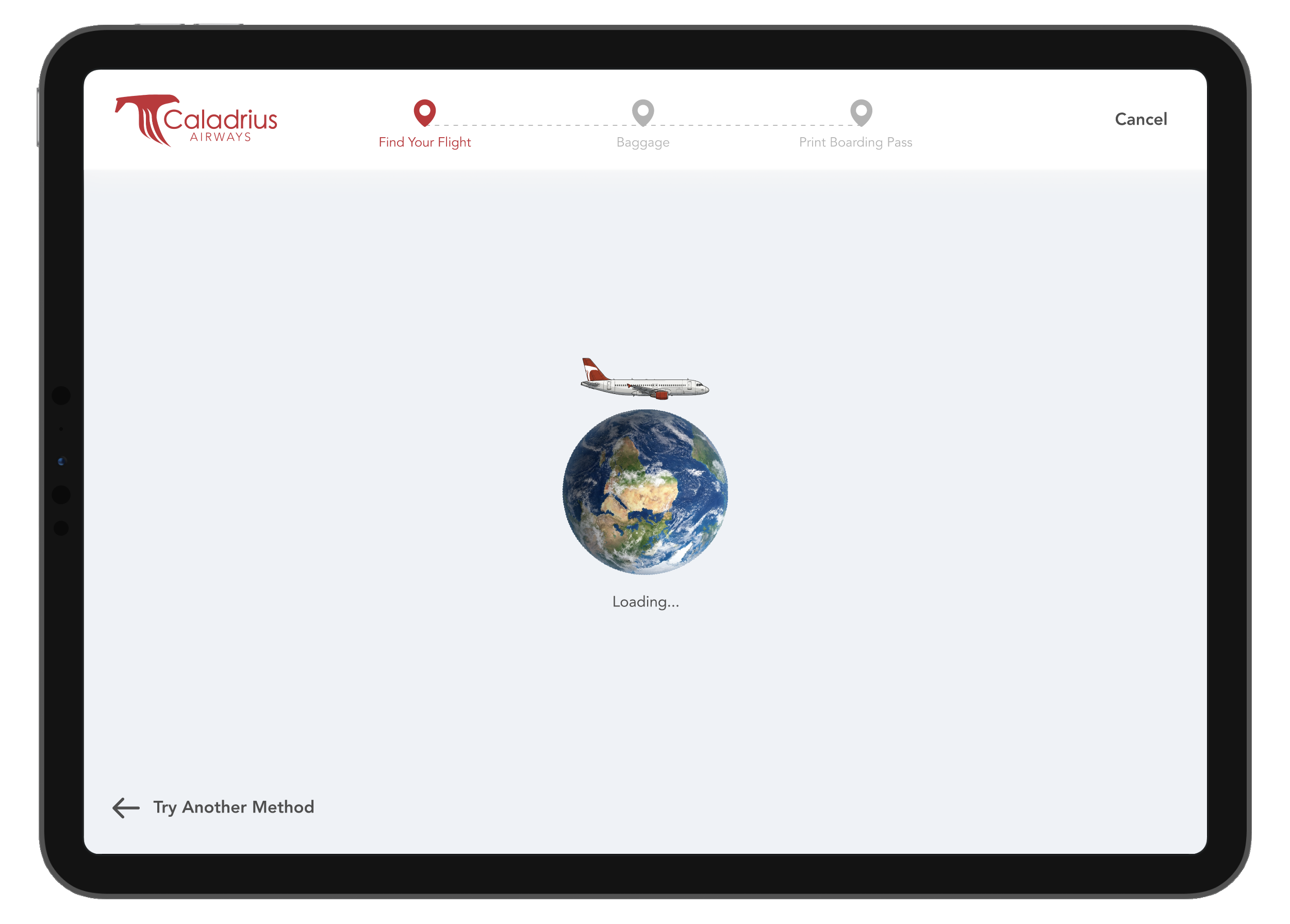 Flight reservation loading screen
